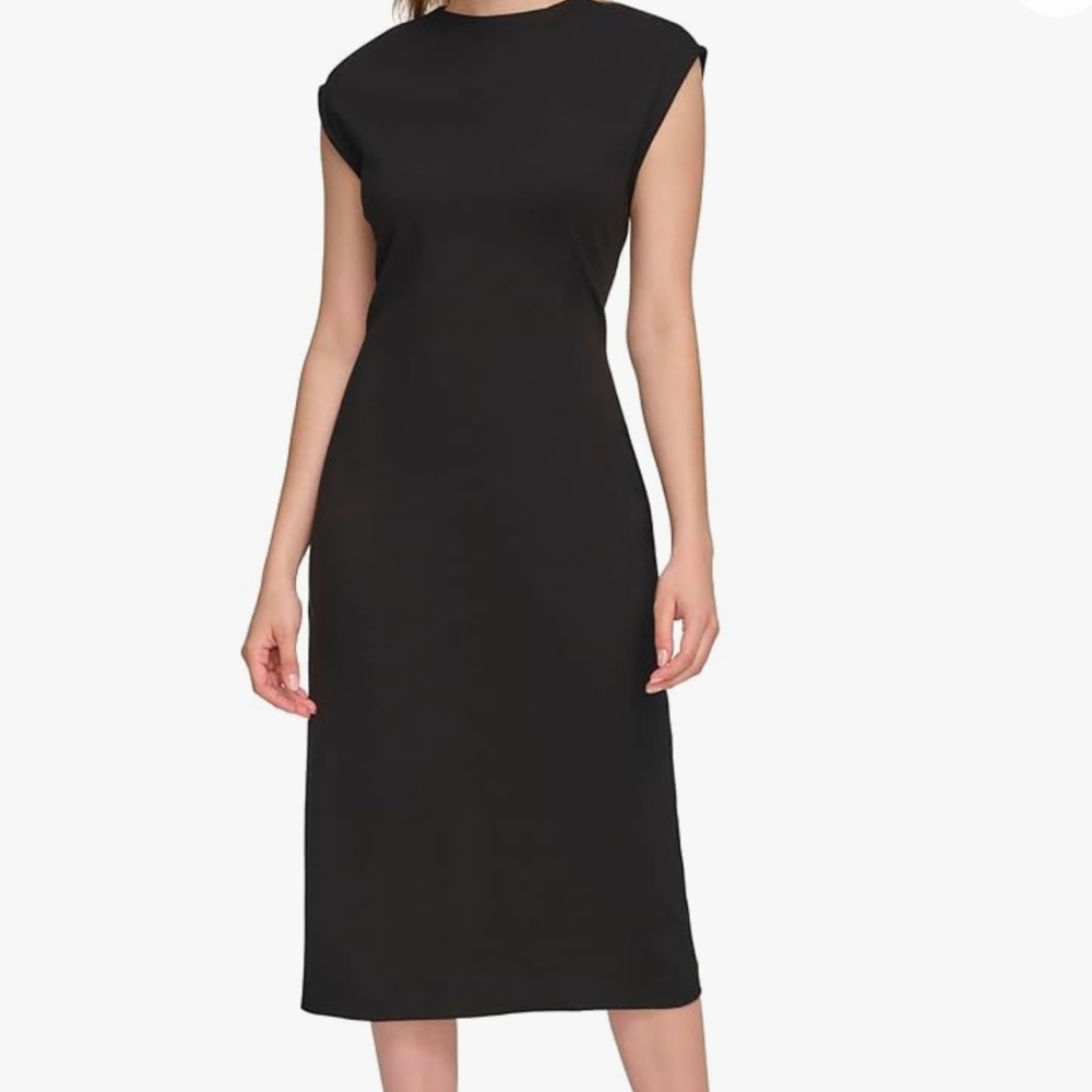 Calvin Klein Womens Black Dress Ponte Formal Fitted Sheath Midi Size 10 NWT